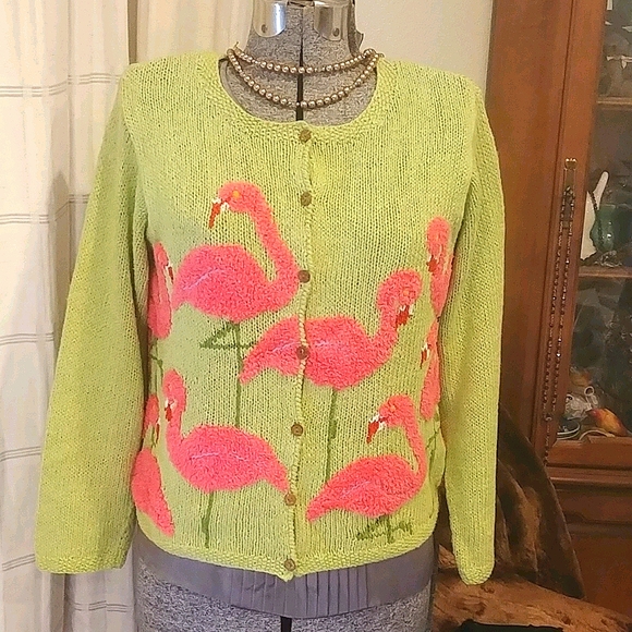 Sweaters - 🦩H.P.🦩David Brooks Hand Knitted Flamingos